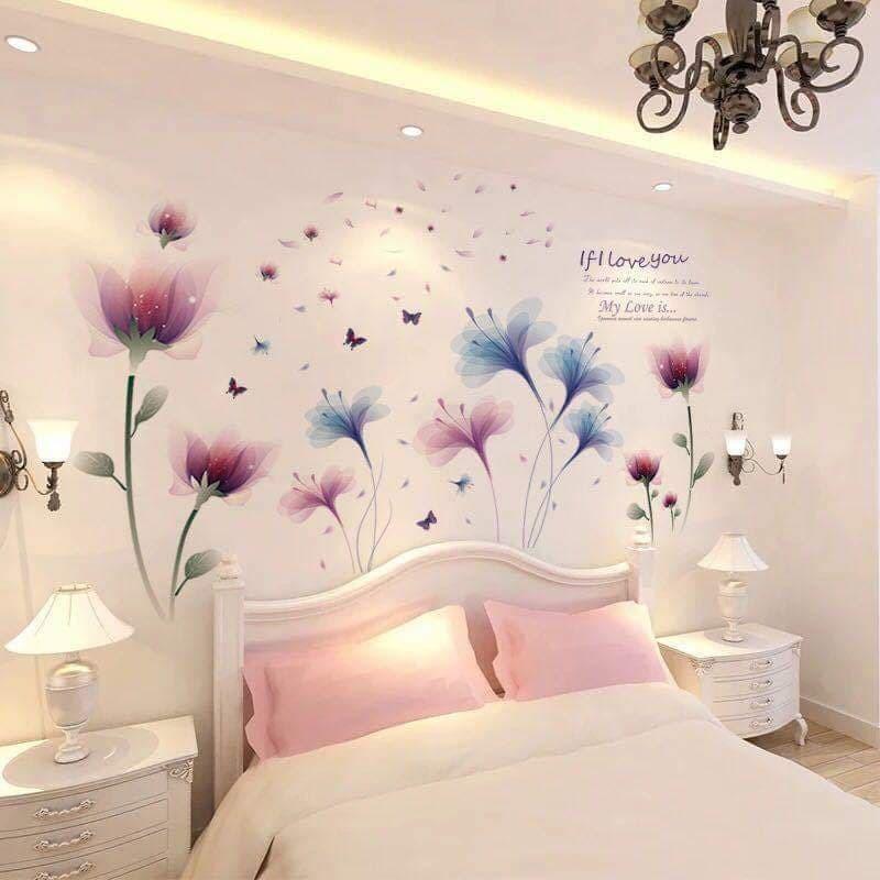 Giảm giá Decal dán tường combo hoa phòng ngủ lãng mạn - 3D sang ...