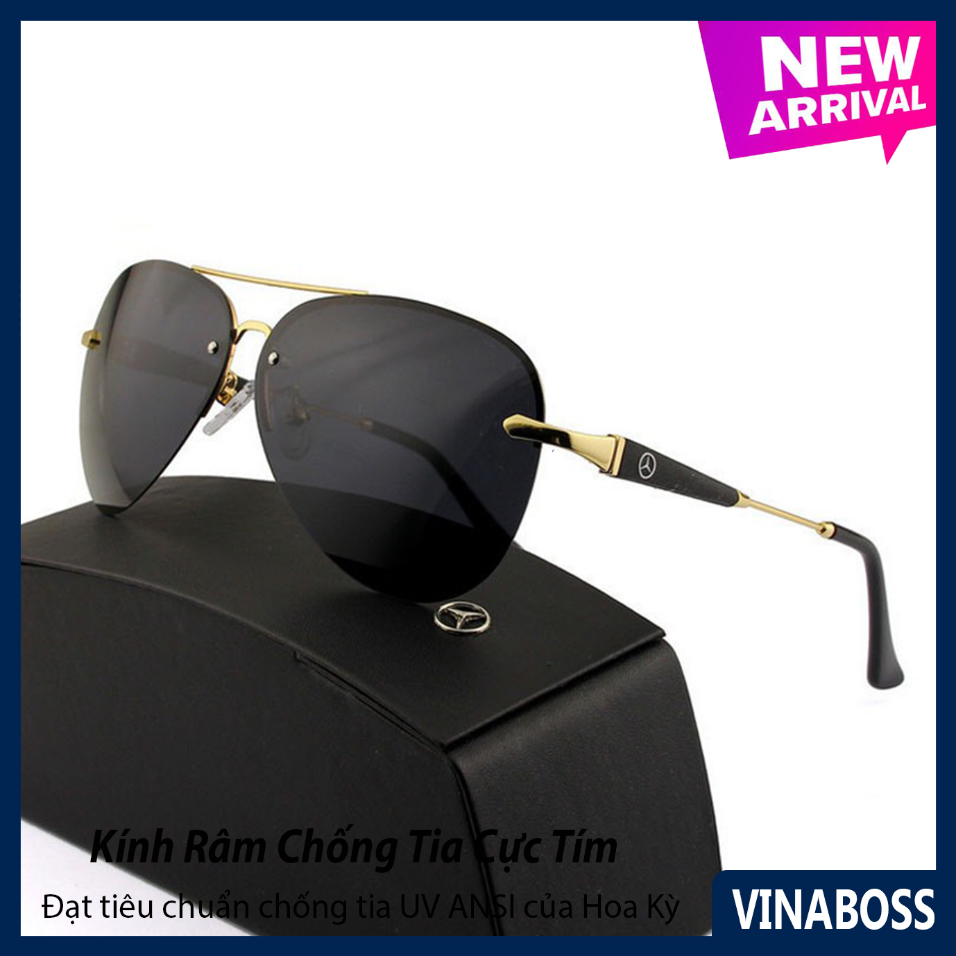 [TRỢ GIÁ] Kính mát nam thời trang cao cấp VNMER743 kiểu dáng tròng gọn nhẹ thời thượng - Mắt kính nam đi nắng - Kính thời trang nam chống tia UV - Tặng kèm hộp da cao cấp + Khăn lau