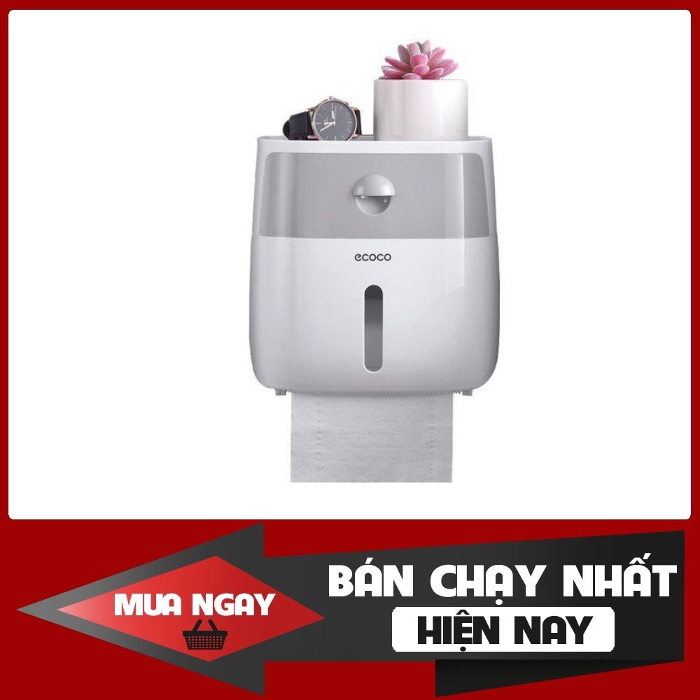 Hộp Đựng Giấy Vệ Sinh 2 Tầng Ecoco, Kệ toilet cao cấp có khay đựng đồ dùng cá nhân kèm miếng dán tường nhà tắm  siêu chắc, Thiết kế thông minh, chống nước, nhỏ gọn, tiết kiệm không gian phòng tắm, vệ sinh.