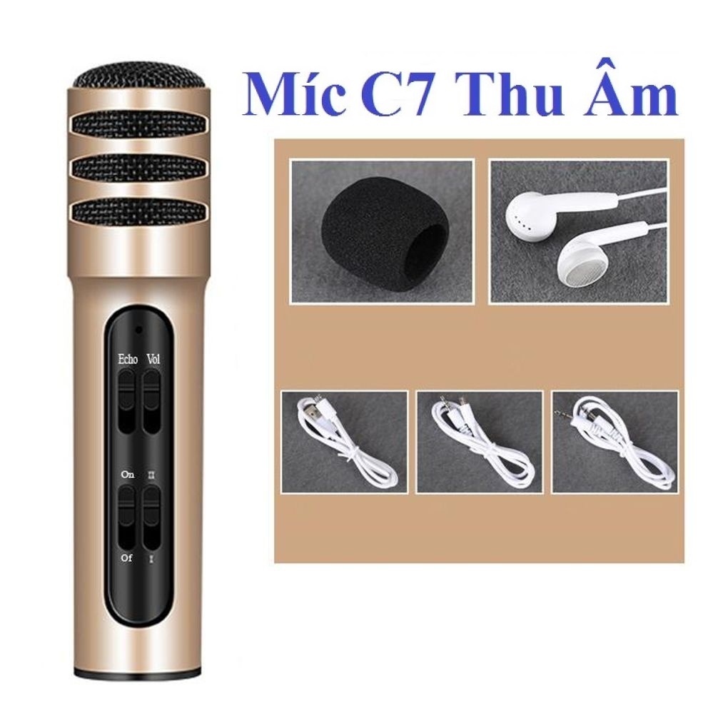 Micro thu âm Live stream giá rẻ C7 , Micro Livestream C7 (Loại 1 đủ phụ kiện) Thu Âm Hát Karaoke Livestream 3 in 1, Karaoke Trên Điện Thoại. Mic hát cho chất lượng âm thanh tốt.