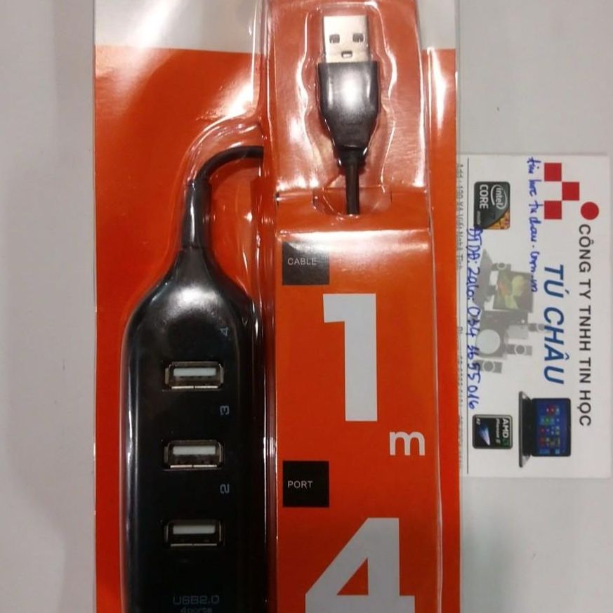 Hub usb chia cổng usb 2.0: 1 ra 4 port - cáp dài 40cm