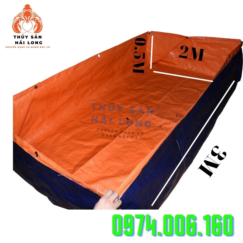 Bể bạt nuôi ốc, cá, lươn -bể bơi trẻ em chất liệu PVC xanh cam - đã gia công