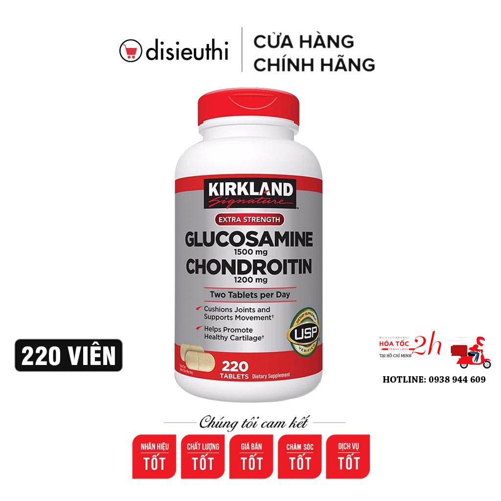 Viên uống bổ sung xương khớp Kirkland Signature Glucosamine Chondroitin 220 Viên Glucosamine Chondroitin Giảm Thoái Hóa Xương Khớp, Viêm Khớp, Đau Khớp Gối, Đau Lưng, Kirkland Signature Glucosamine & Chondroitin, 220 Tablets