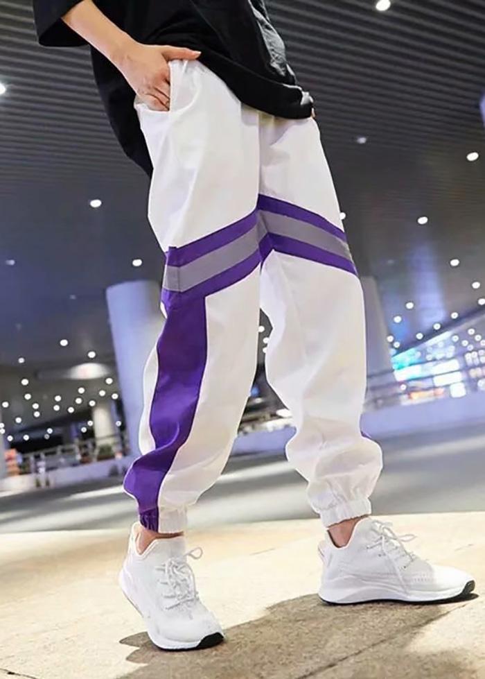 Quần jogger nam màu trắng sọc tím