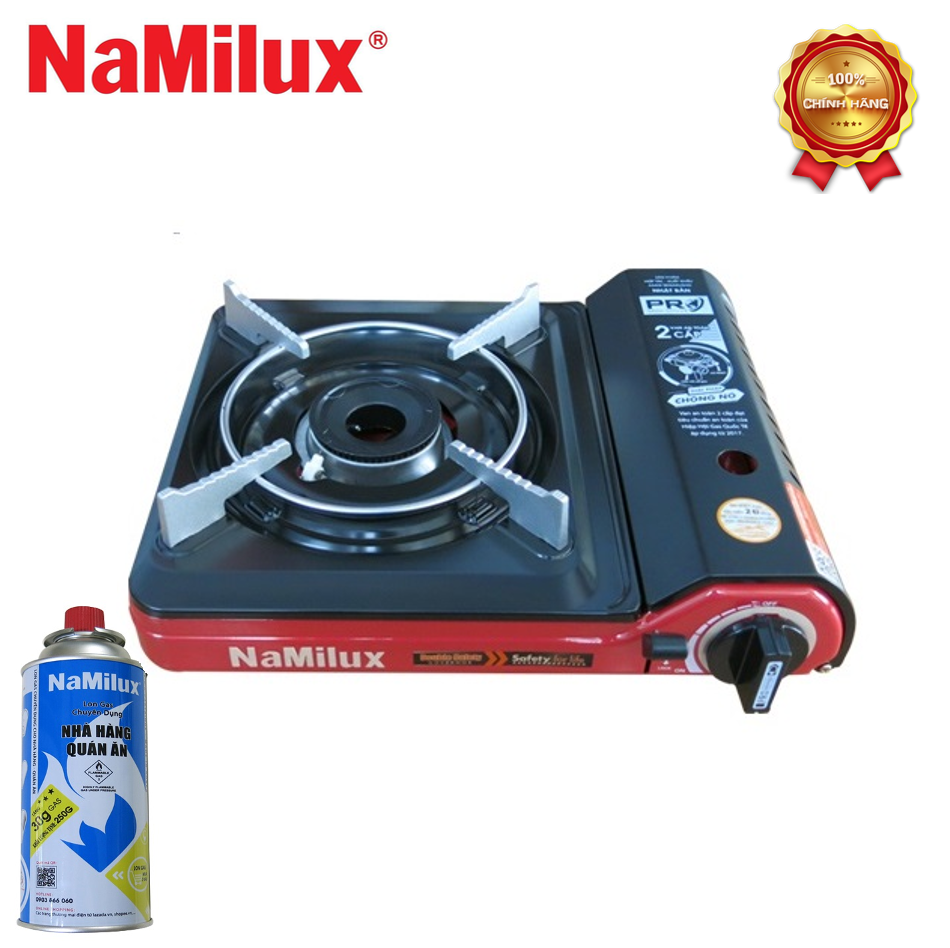 BẾP + BÌNH GAS MINI PRO PL2021PF NAMILUX DU LỊCH ( SỬ DỤNG CỤM VAN NGẮT GAS AN TOÀN CHỐNG NỔ - INLINE CUT )