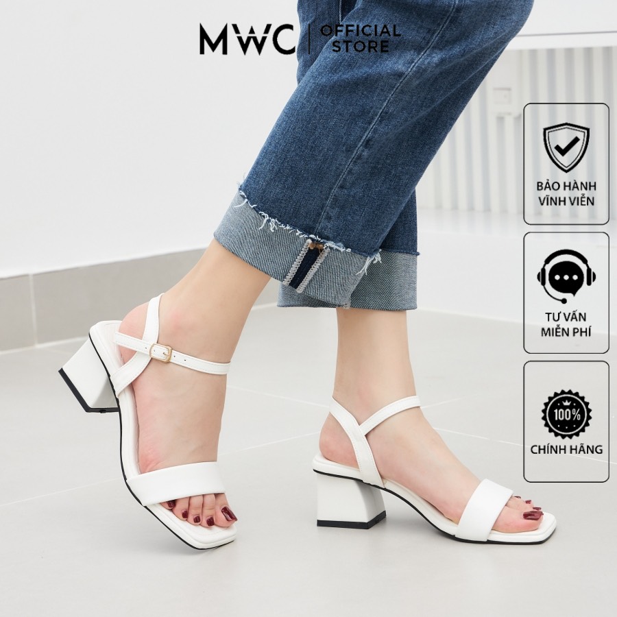  Giày cao gót MWC 4400 - Giày Sandal Cao Gót Quai Ngang Gót Vuông Thời Trang Thanh Lịch 