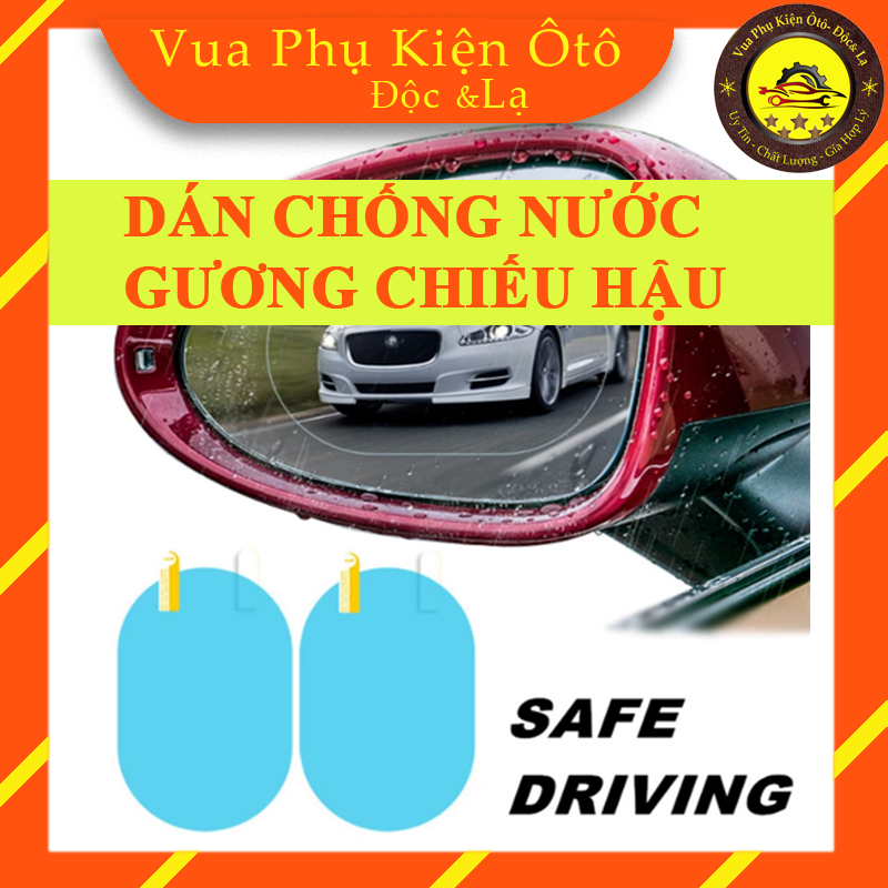 Miếng dán chống nước gương chiếu hậu oto, xe hơi cao cấp, 2 tấm bầu dục - dán chống đọng nước gương chiếu hậu
