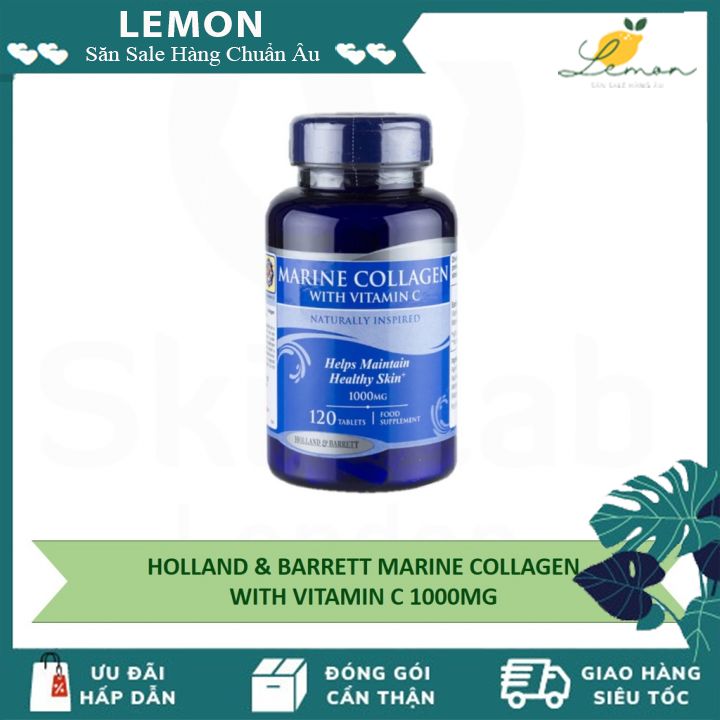 120 viên uống bổ sung collagen đẹp da holland & barrett marine collagen with vitamin c 1000mg