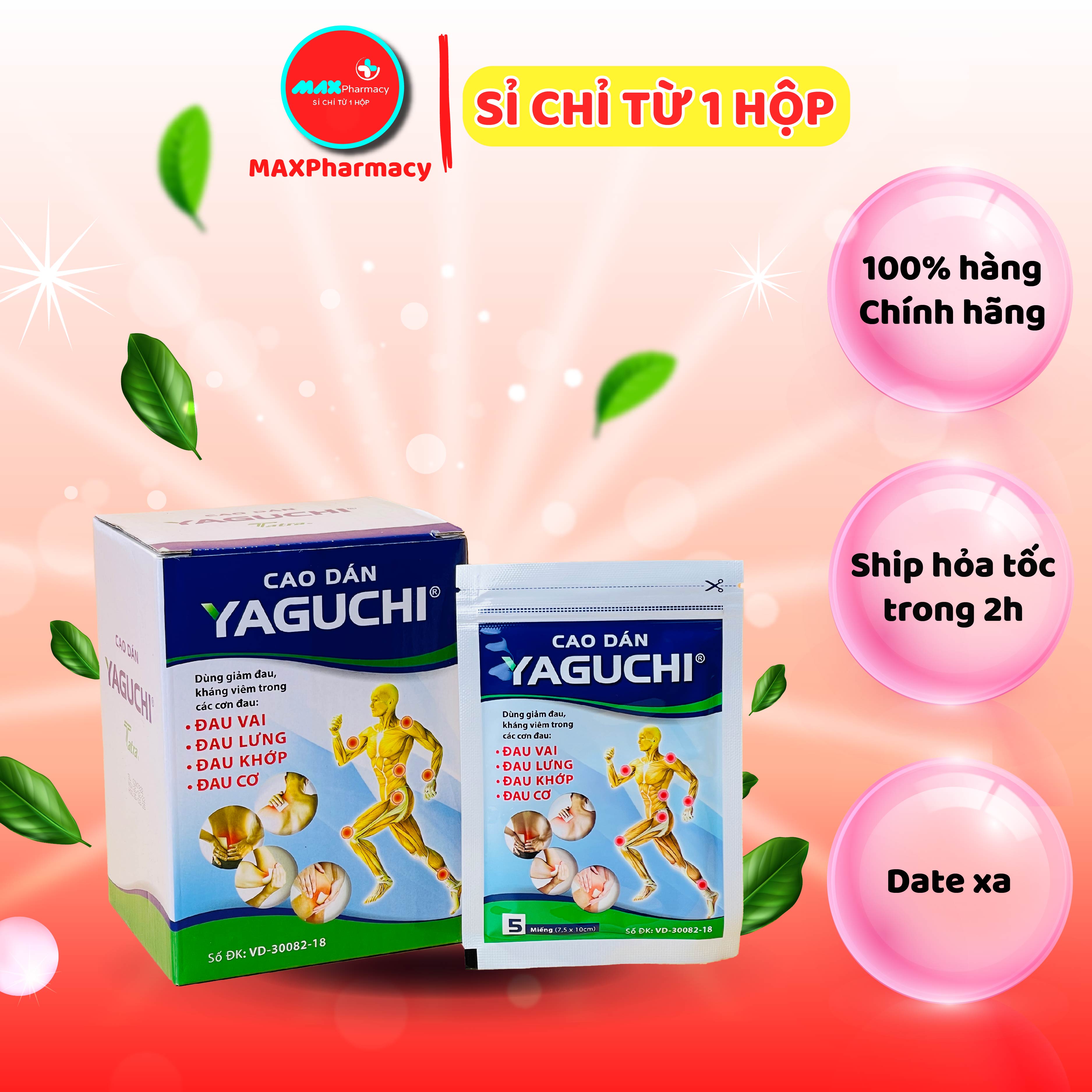 Cao dán yaguchi tatra giảm đau, giảm sưng 7.5 x 10cm gói 5 miếng - maxpharmacy