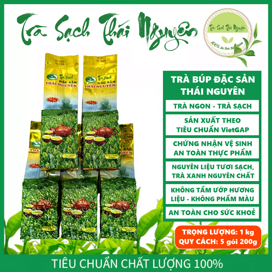 Trà búp đặc sản thái nguyên - trà bắc - nguyên chất 100% - trà thái nguyên - trà xanh - trà sạch - 1kg -