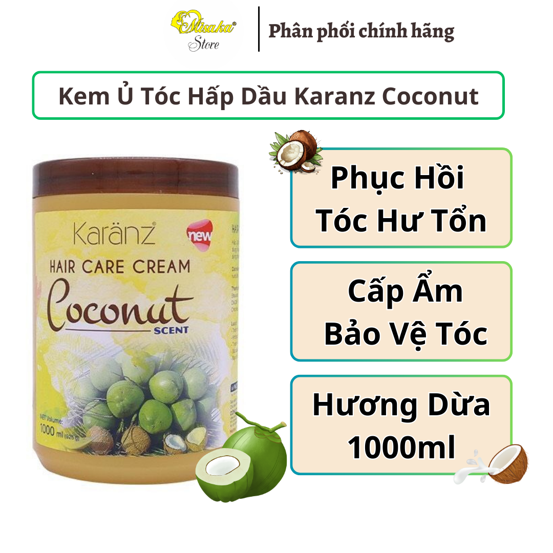 Kem ủ tóc dưỡng tóc mềm mượt Karanz Coconut Hair Care Cream 1000ml