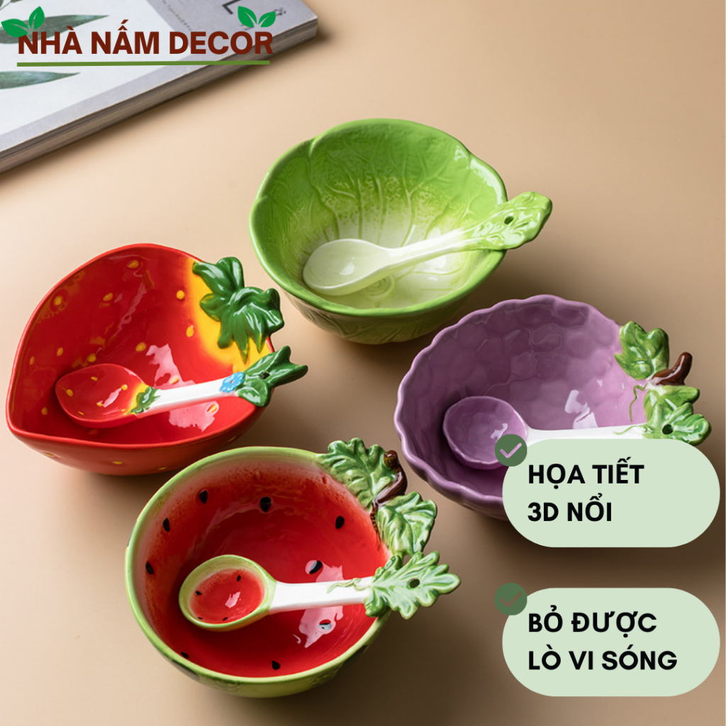 Bộ bát thìa hoa quả dễ thương, bát ăn dặm cho bé