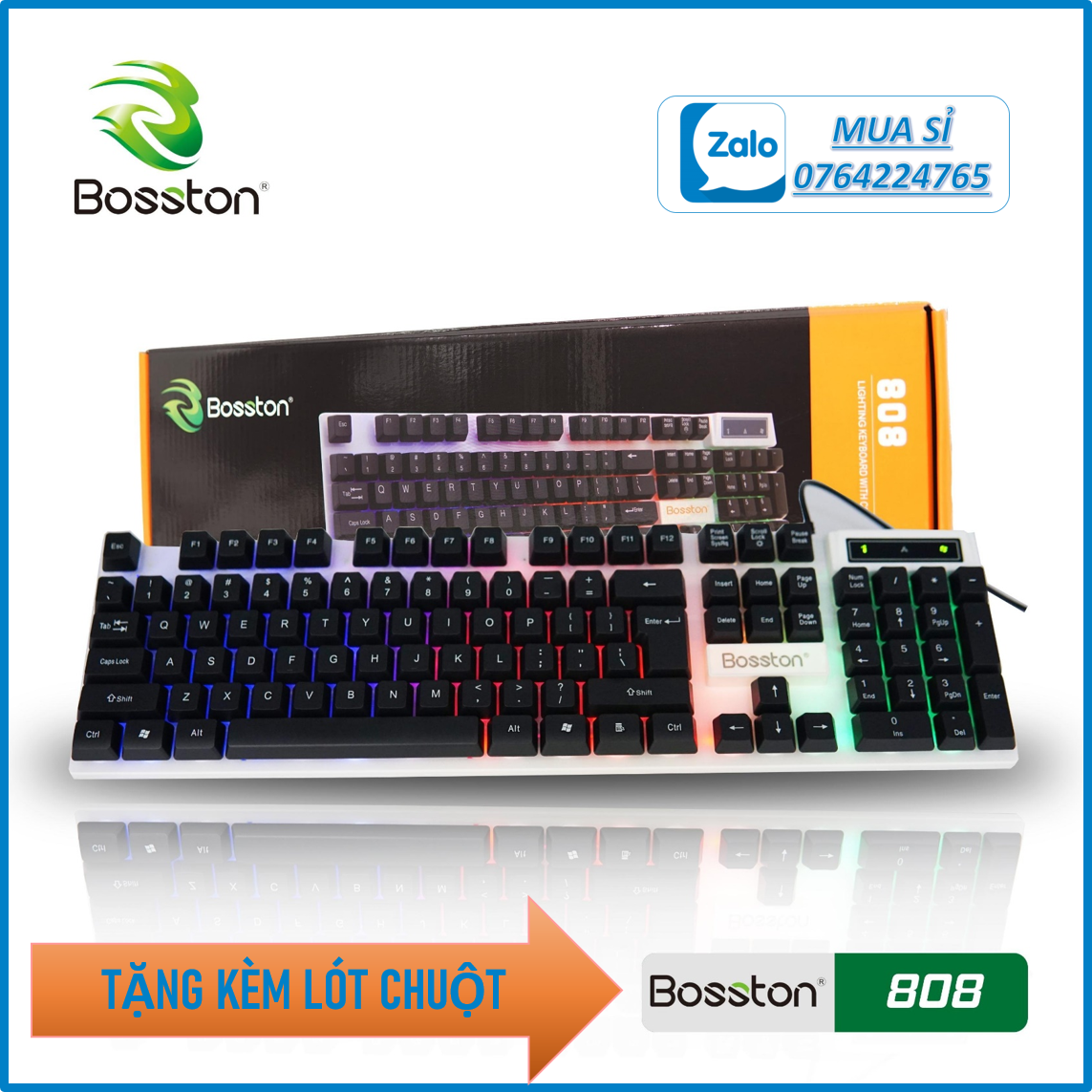 Bàn phím bán chuyên cơ bosston g808 + tặng lót chuột hopo