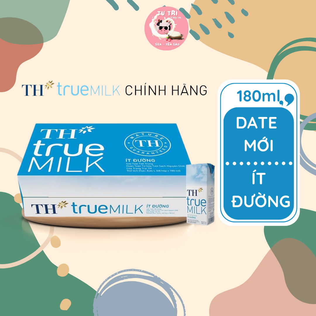 Sữa TH True Milk Ít đường 180ml thùng 48 hộp. Date luôn mới.
