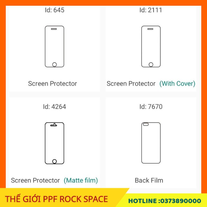Dán màn hình PPF Apple iPhone 5s ( Có Mặt trước, Mặt Sau, Full bộ theo lựa chọn) Rock Space