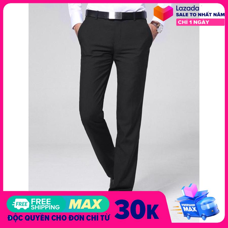 [HCM]Quần tây nam ống đứng công sở Quần tây công sở trung niên chống xù thoải mái Quần âu nam đen đường chỉ chắc chắn- Thời trang Evolpo