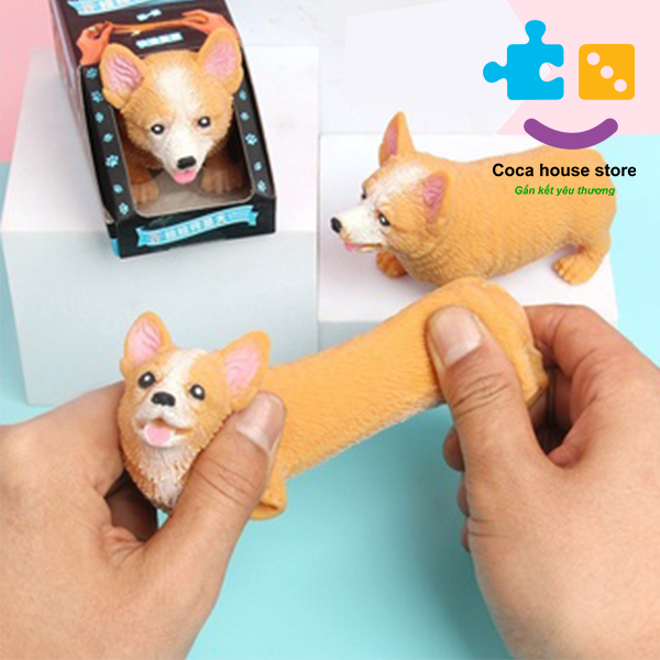 Đồ chơi giảm stress hình chó Corgi, đồ chơi bóp tay silicon giảm căng thẳng hiệu quả