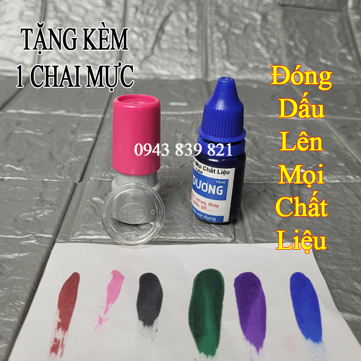 Khắc con dấu tích điểm đóng lên mọi chất liệu 1.2cm | Tặng kèm 1 chai mực mọi chất liệu 10ml