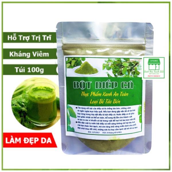 Bột Diếp Cá Sấy lạnh, bột diếp cá nguyên chất CỰC TỐT cho tiêu hóa - 100gr