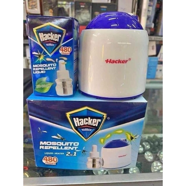 Bộ máy đuổi muỗi, côn trùng hacker + lọ tinh dầu hacker cắm điện