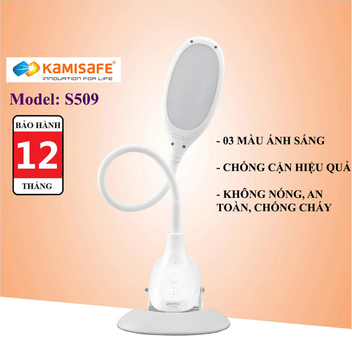 Đèn led đọc sách đầu giường Kamisafe S059 - Bảo hành 12 tháng, 03 loại ánh sáng, chống cận hiệu quả