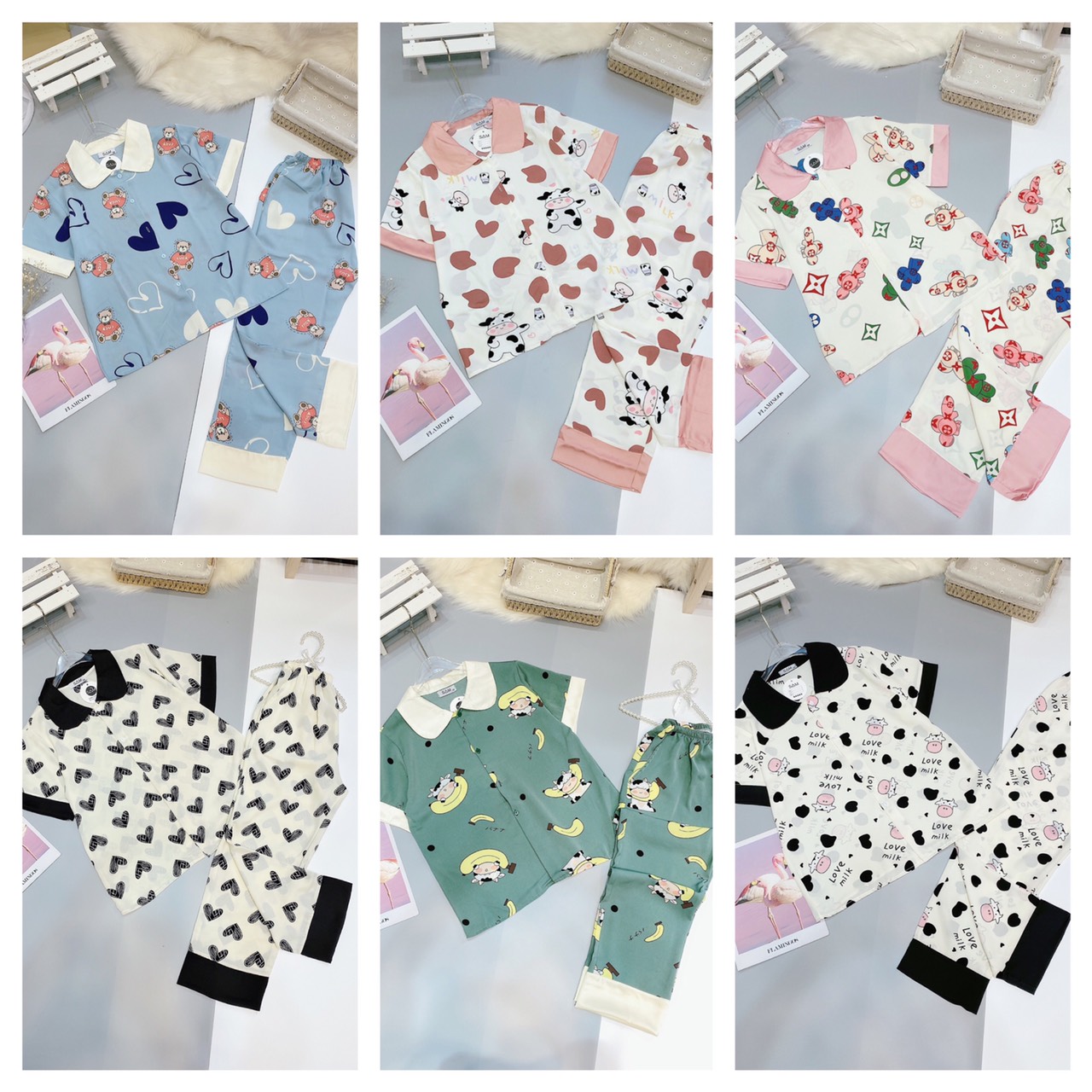 Đồ ngủ💖đồ bộ pijama lụa tay ngắn-quần dài cao cấp