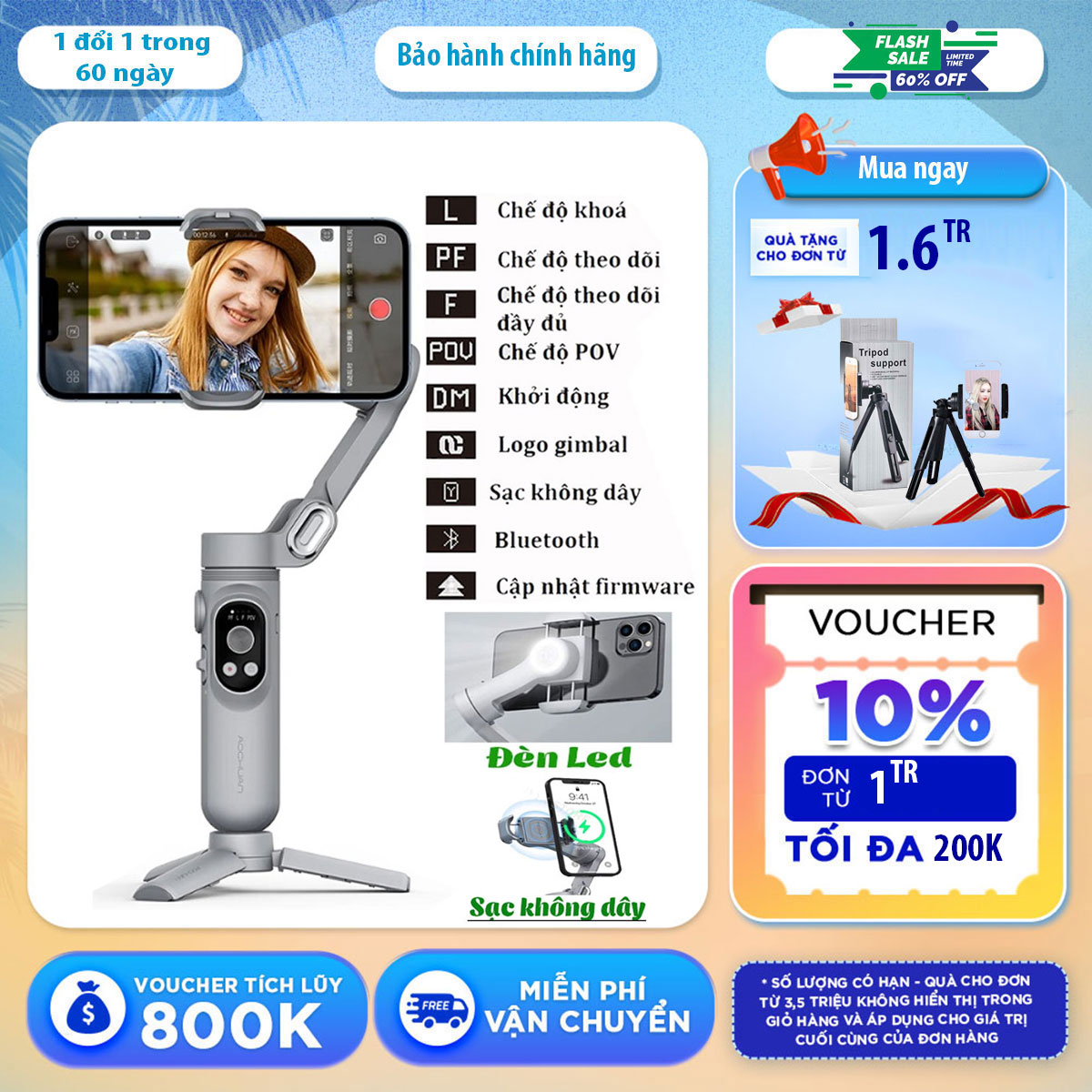 Tay cầm chống rung, gậy Gimbal Smart X PRO chống rung quay phim, quay vlog, chống rung cực tốt, thiết bị quay video cho máy ảnh, điện thoại, nhận dạng khuôn mặt, độ chính xác cao, ổn định hơn, chuyển cảnh nhanh chóng, kèm gậy quay vlog