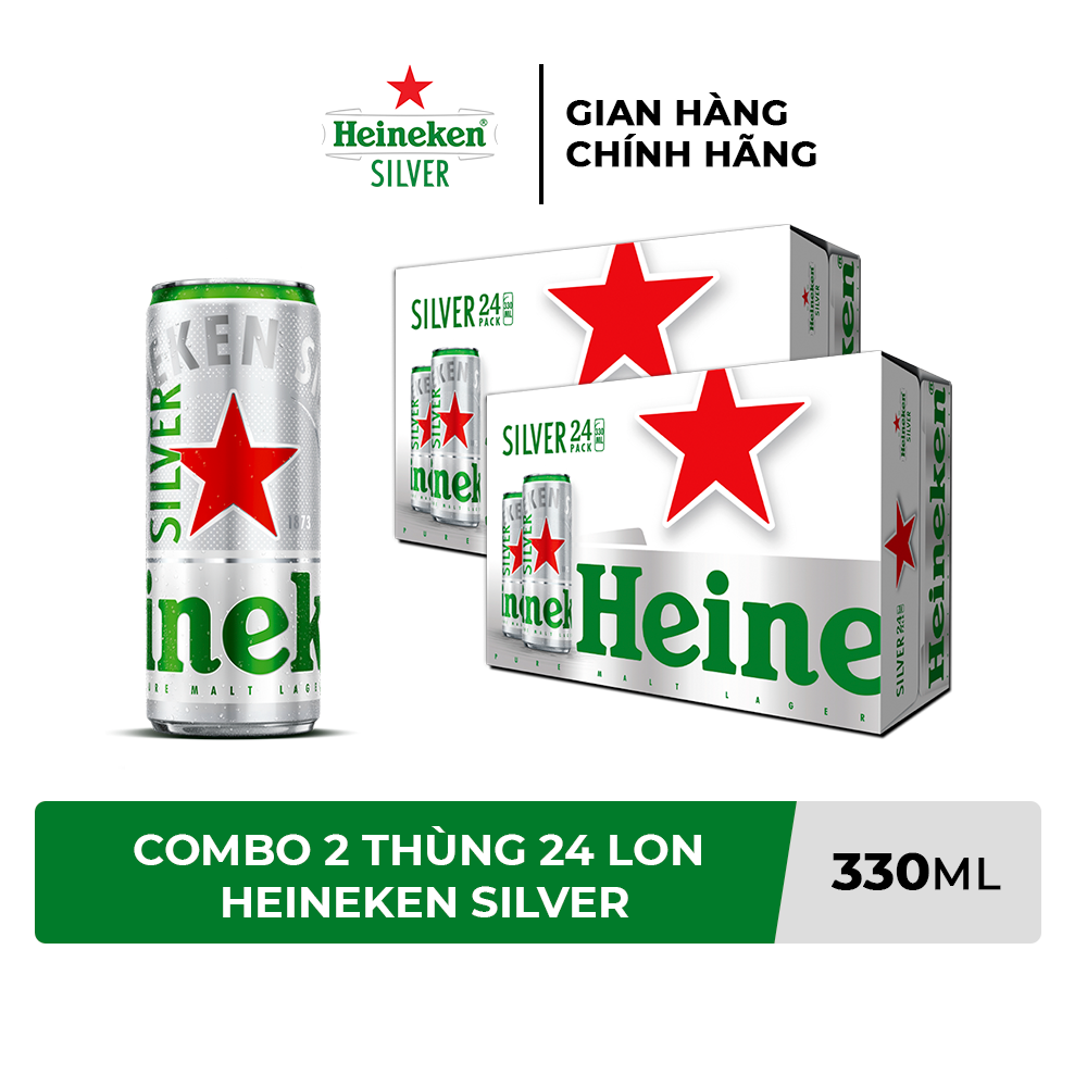 Combo 2 Thùng 24 lon bia Heineken Silver 330ml/lon