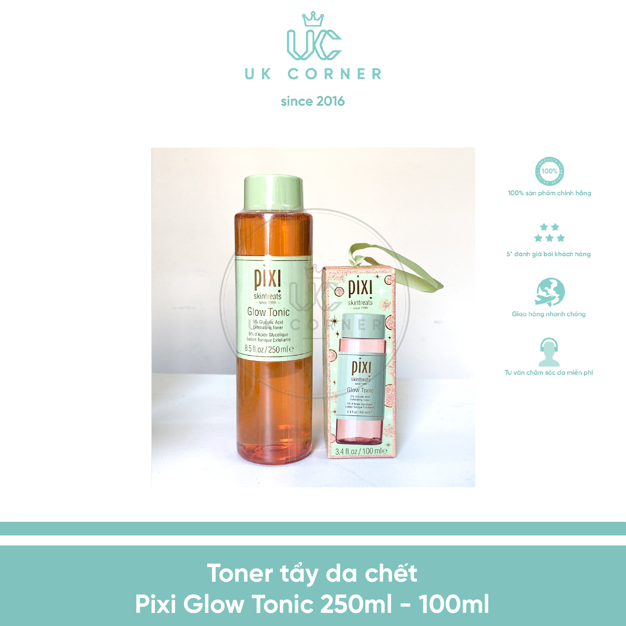 Toner tẩy da chết Pixi Glow Tonic (100ml/250ml)