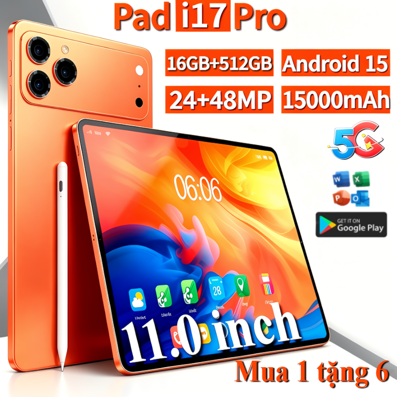 [🔥KHUYẾN MẠI MUA 1 TẶNG 6🔥] Tablet Pad il7 Ultra màu cam màn hình 11 inch Android 15 camera kép 24+48MP pin siêu lớn pin 15000mAh