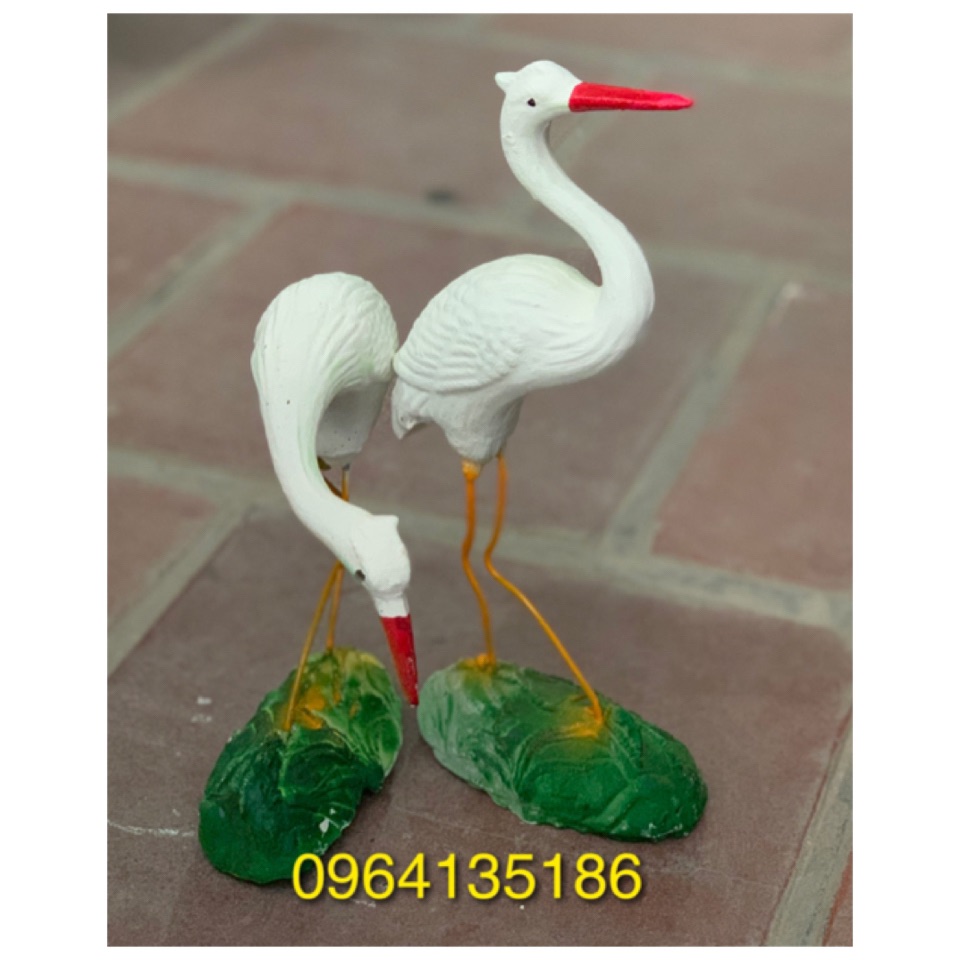 Tượng tiểu cảnh đôi cò mỏ đó gốm sứ Bát Tràng