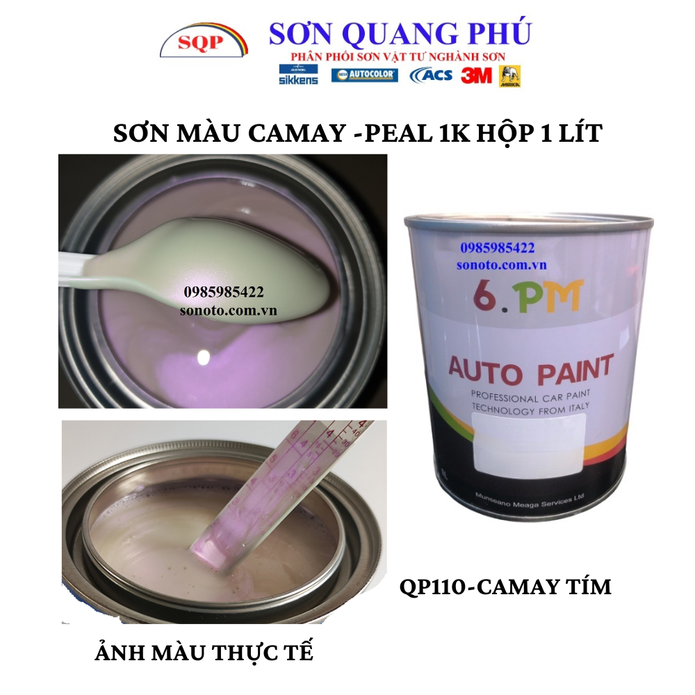 QP110 Sơn CAMAY bơ (pơ) màu tím hiệu Autopaint hệ 1K lon 1 Lít, bơ tím, Sơn oto xe máy giá rẻ, pearl tím SONQUANGPHU8856
