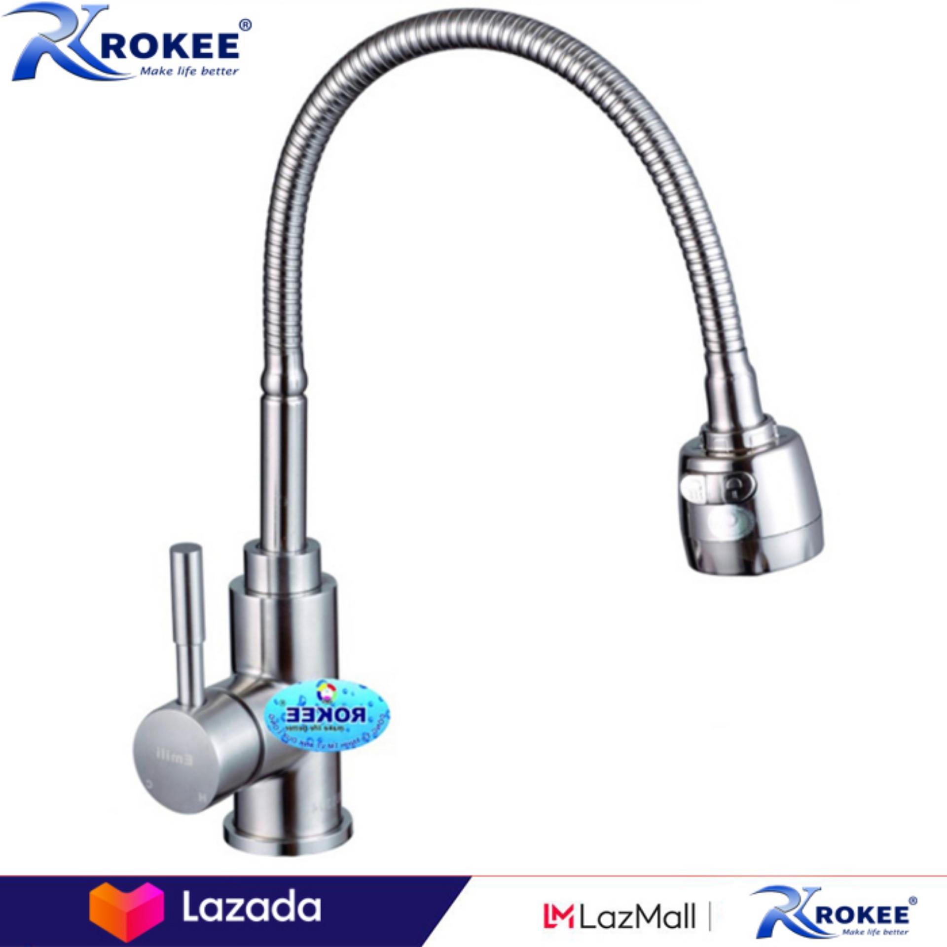 VÒI RỬA CHÉN NÓNG LẠNH INOX ROKEE DL114 (Inox)