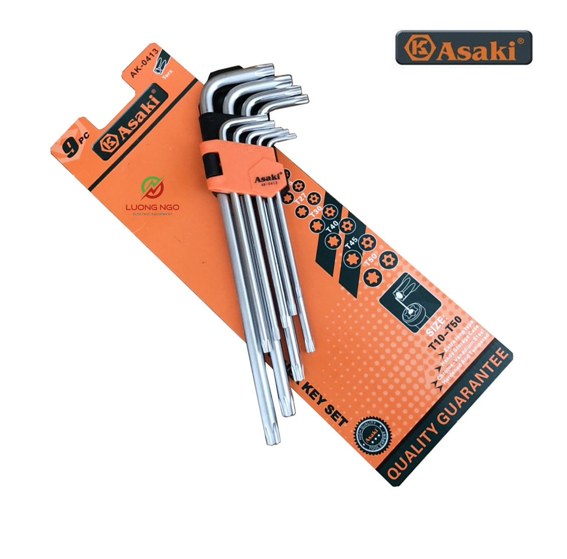 Bộ hoa thị 9 chi tiết t10-t50 asaki ak-0413, bộ lục giác bông asaki