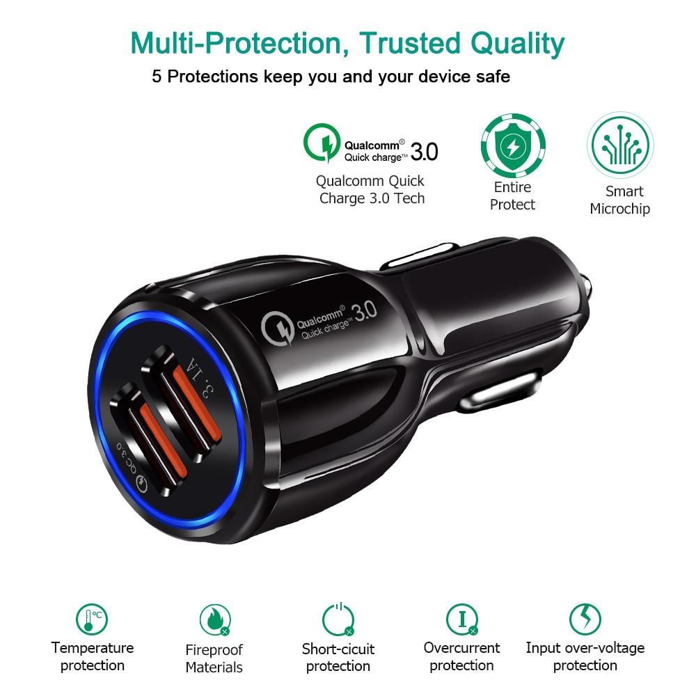 Tẩu sạc nhanh ô tô QC3.0 2 cổng USB bộ chia tẩu sạc ô tô
