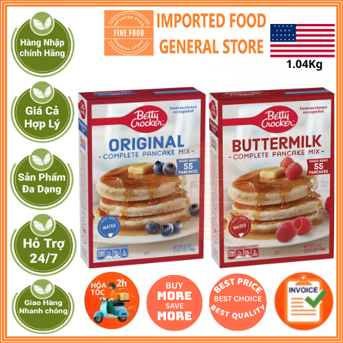 Bột làm bánh Pancake vị truyền thống, bơ sữa Betty Crocker 1.04Kg