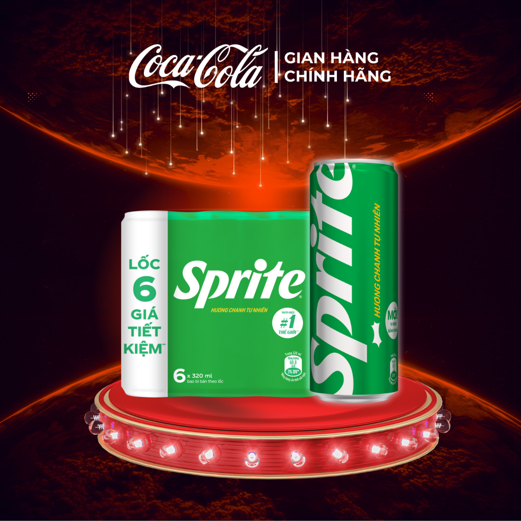 [SIÊU SALE ] Lốc 6 Lon Nước Ngọt Giải Khát Có Gas Sprite Hương Chanh 320ml/Lon Sale 8.8 Coca-Cola Chính Hãng_LD