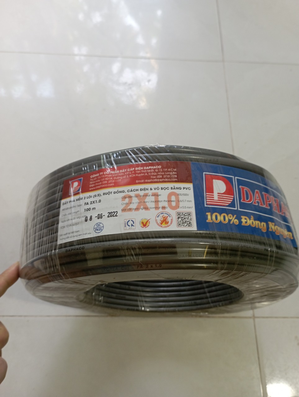Dây điện tròn daphaco fa 2×1.0 cuộn 100m