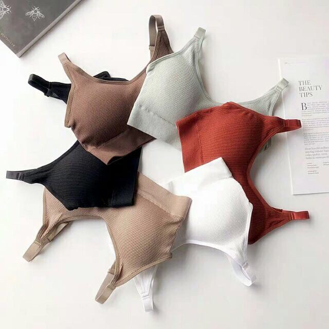 Áo bra nữ ❤️áo bra len gân tăm đẹp 2 dây hở lưng khoét lưng chữ U -Áo bra thun gân hở lưng siêu mát, áo bra thun gân