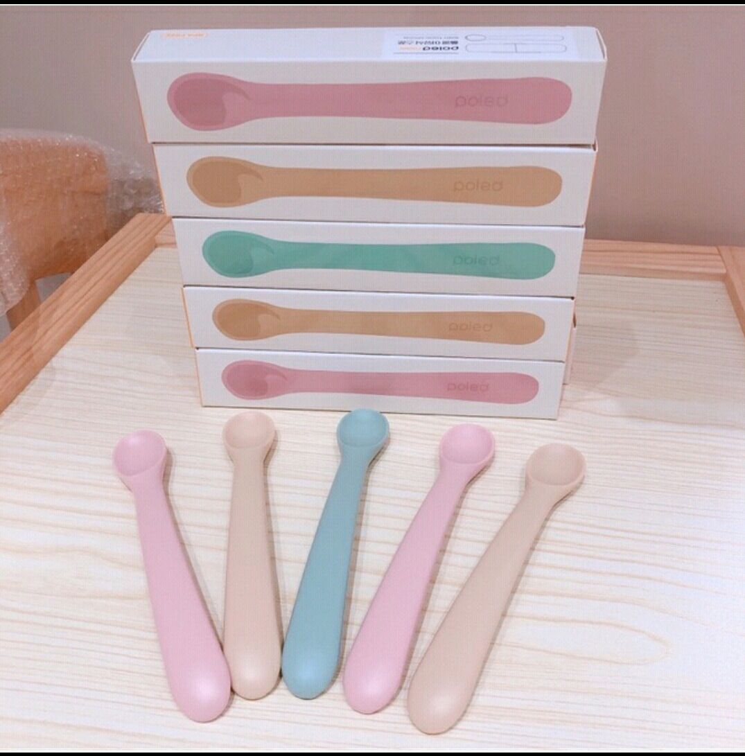 Thìa muỗng ăn dặm silicon Poled cao cấp Hàn Quốc, muỗng silicon cho bé Poled Hàn Quốc chính hãng