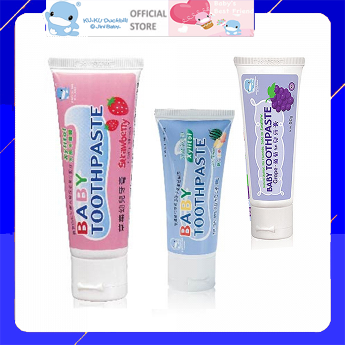 Kem đánh răng cho bé từ 6 tháng tuổi hương trái cây tự nhiên hộp 50g kuku ku1052 ku1087 ku1099