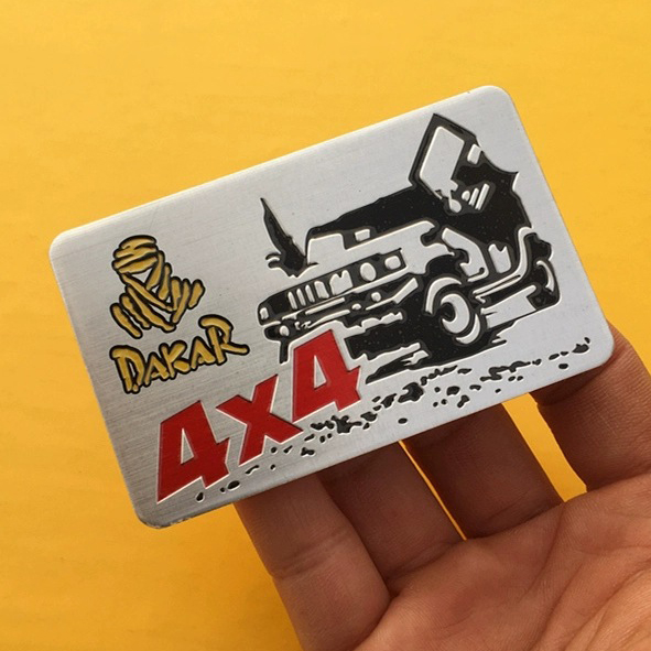 Tem nhôm dán xe Dakar 8x5cm