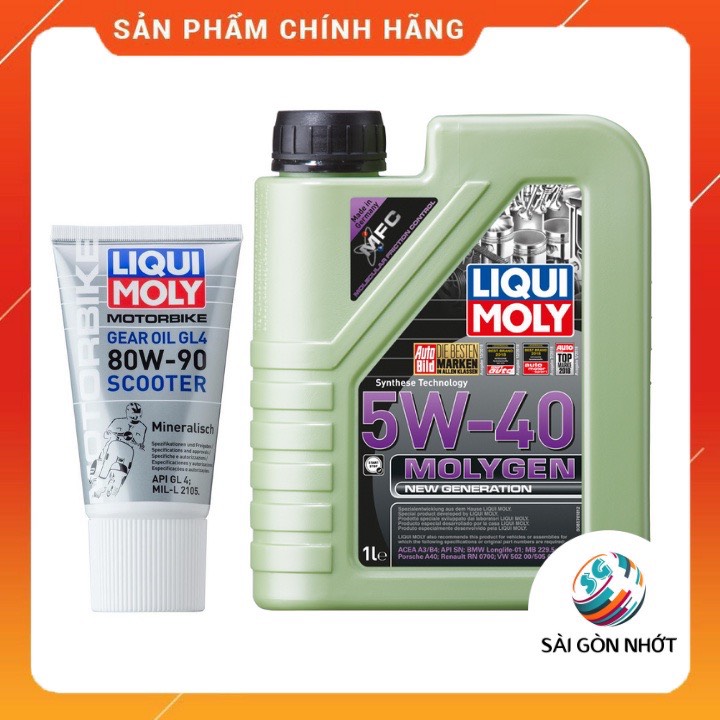 Nhớt tay ga tổng hợp liqui moly molygen 5w40 + nhớt hộp số liqui gear oil gl4 80w-90 scooter 150ml