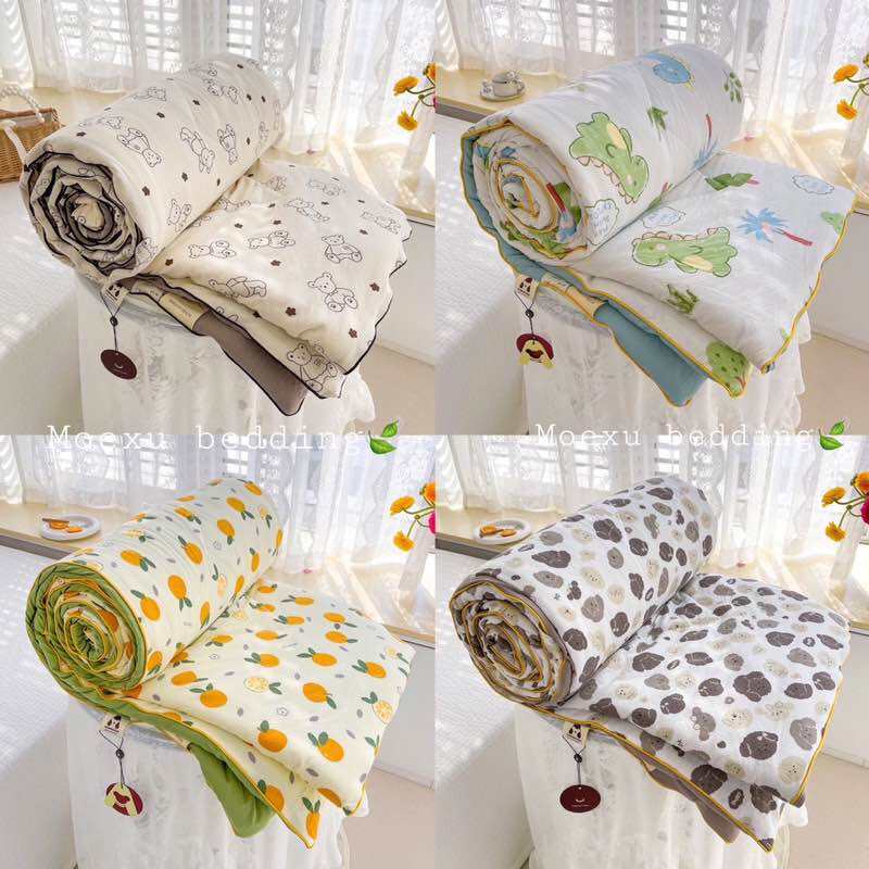 Chăn Hè Cotton Đũi Hàn Quốc Hàng Loại 1 Mềm Siêu Mát Lạnh Mùa Hè. Chăn ngủ cotton hàng VN size 180 x 200cm chất vải cotton poly siêu cao cấp