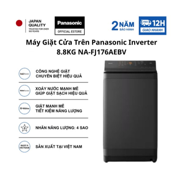 [Chỉ giao miền Bắc] Máy Giặt Cửa Trên Panasonic Inverter 8.8KG NA-FJ176AEBV