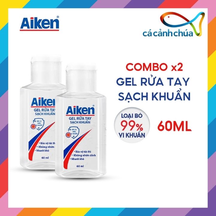 Gel rửa tay khô sạch khuẩn aiken 60ml