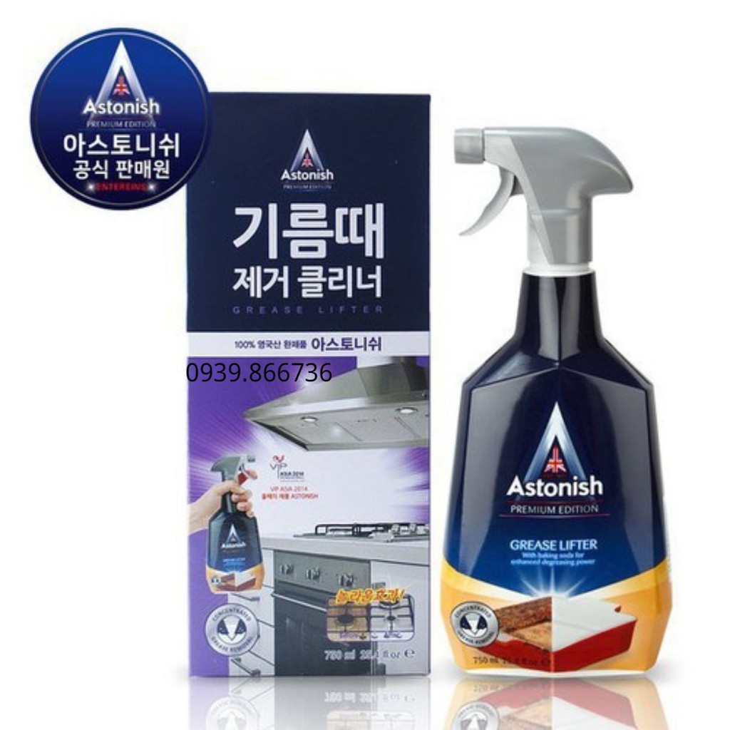 [HCM]Bình Xịt Tẩy Dầu Mỡ Cháy Khét Đa Năng ASTONISH C6750 750ml