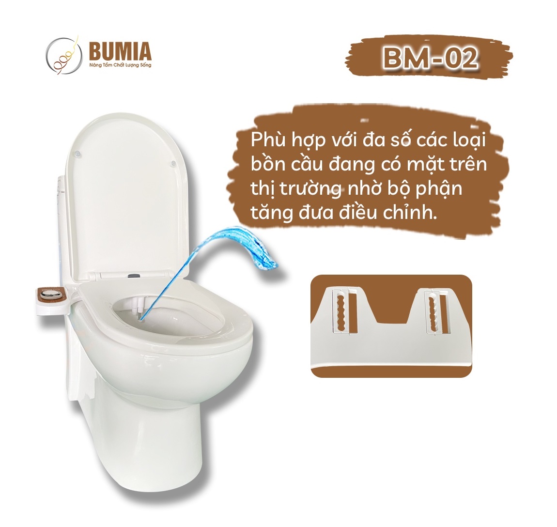 Thiết bị rửa cơ thông minh gắn nắp bồn cầu Bumia