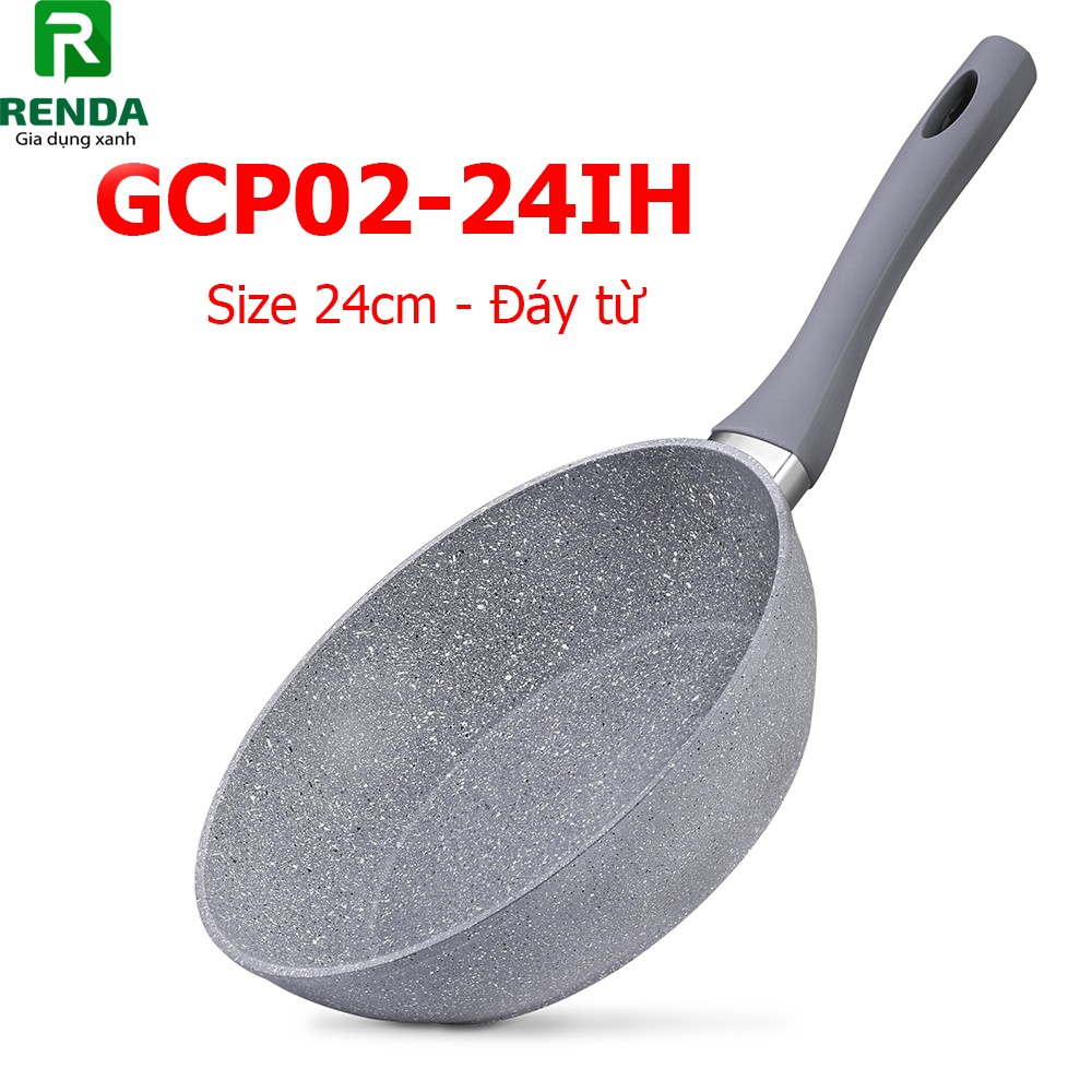 Chảo vân đá từ chống dính cạn và sâu lòng Green Cook GCP01 GCP02 22 24 26 28 cm