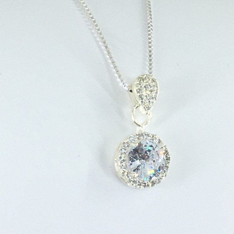 Dây chuyền bạc 925 mặt tròn hình mặt tròn nhỏ sáng lấp lánh thời trang cho nữa OMZI Jewelry - ATJ6541M